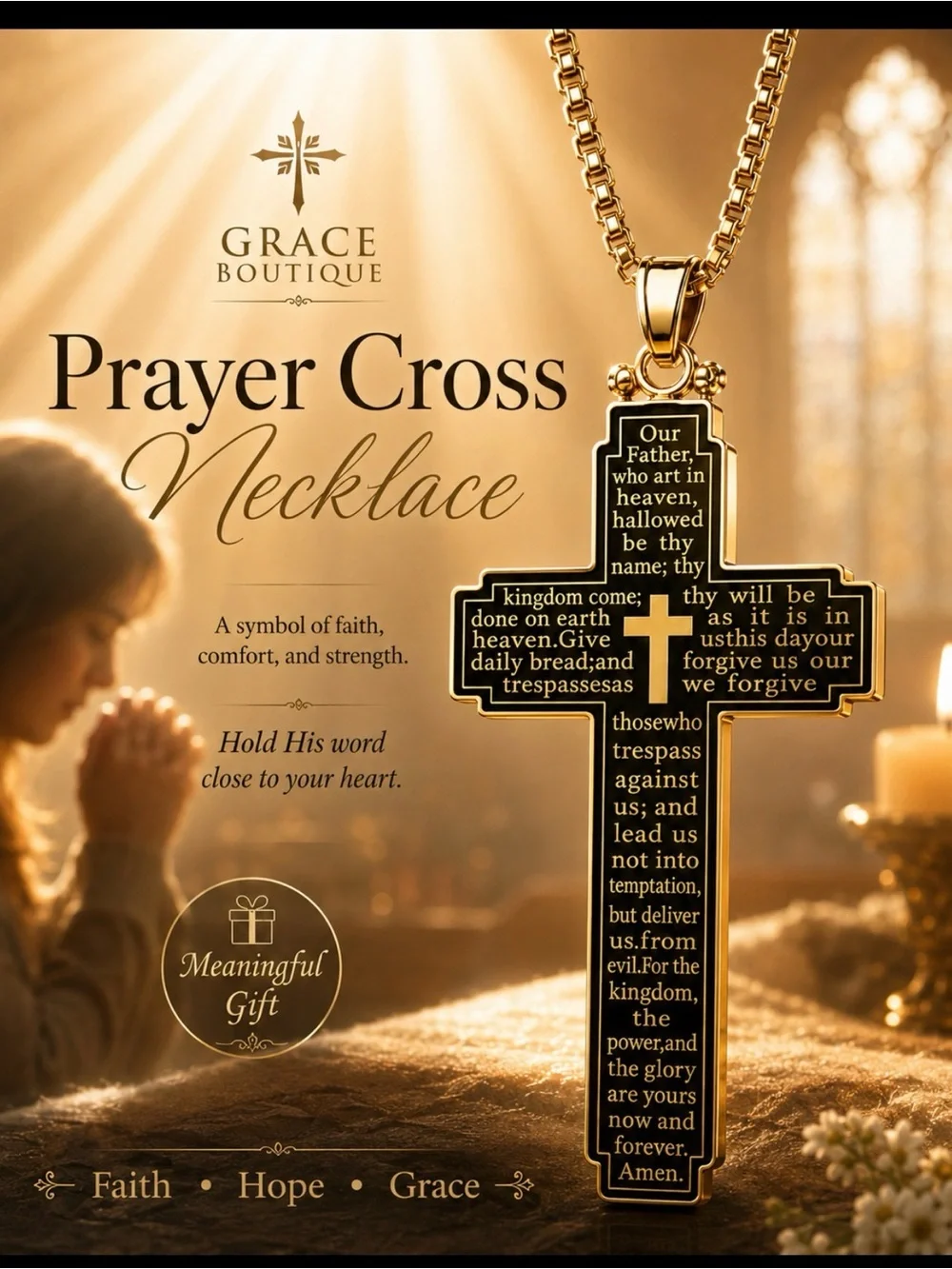 Grace Boutique Gold Cross Necklace - Men's